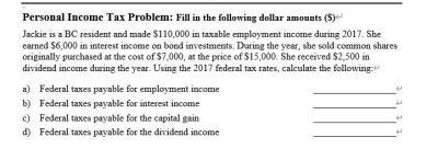 Solved Personal Income Tax Problem: Fill in the following | Chegg.com