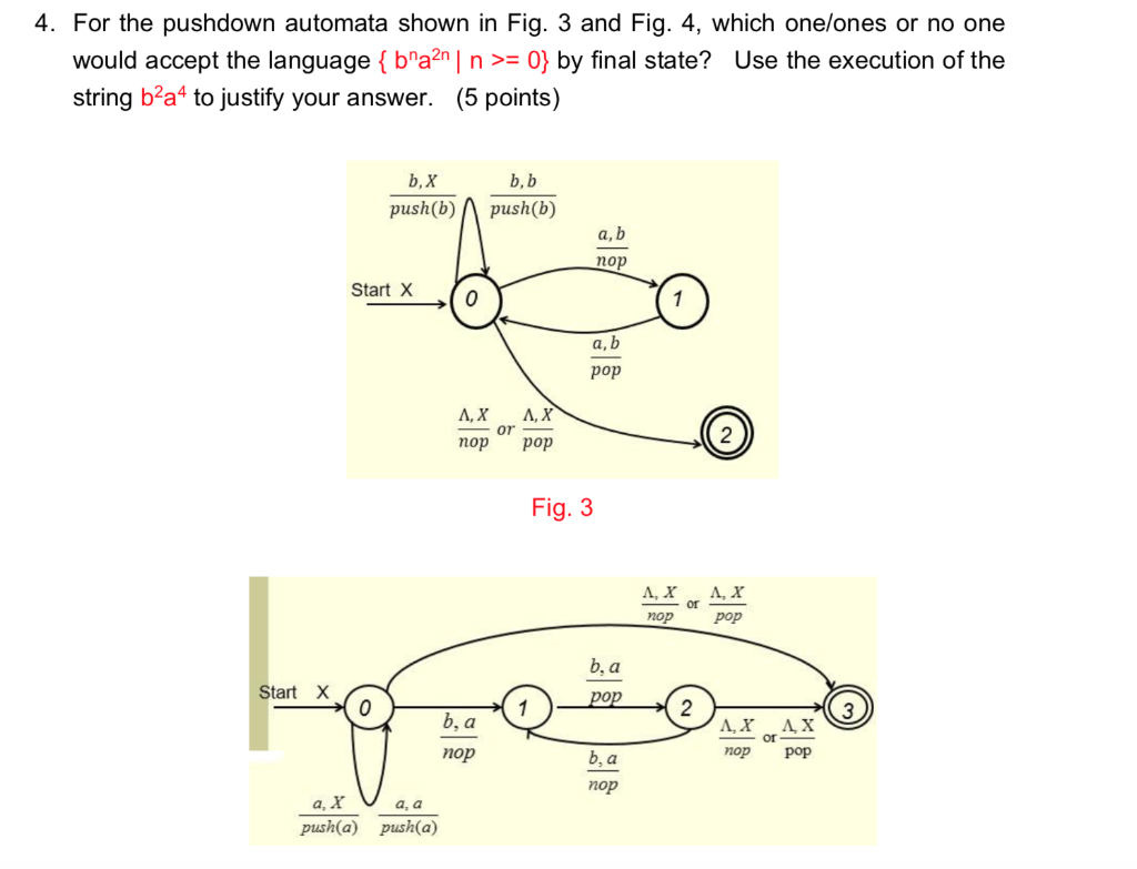 Solved 4. For the pushdown automata shown in Fig. 3 and Fig. | Chegg.com