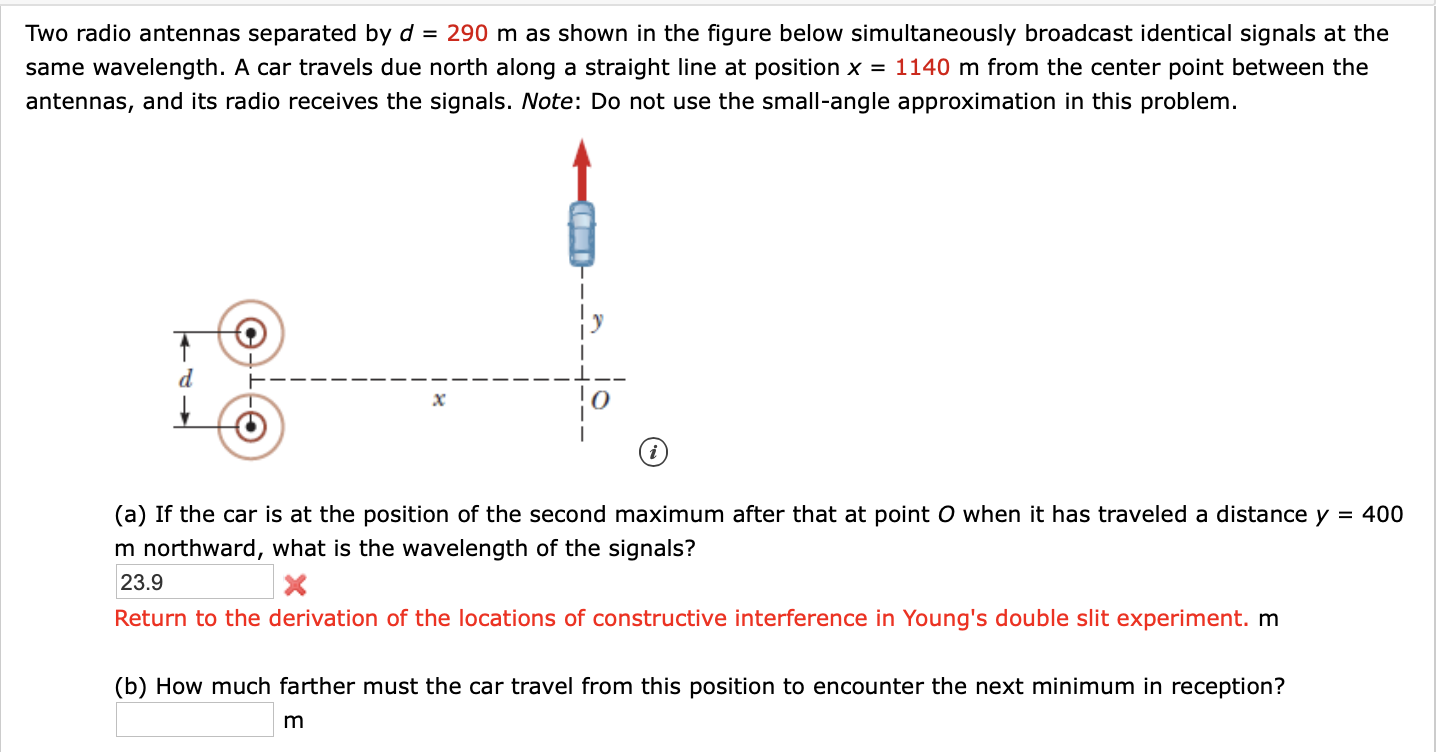 Solved Two radio antennas separated by d = 290 m as shown in | Chegg.com