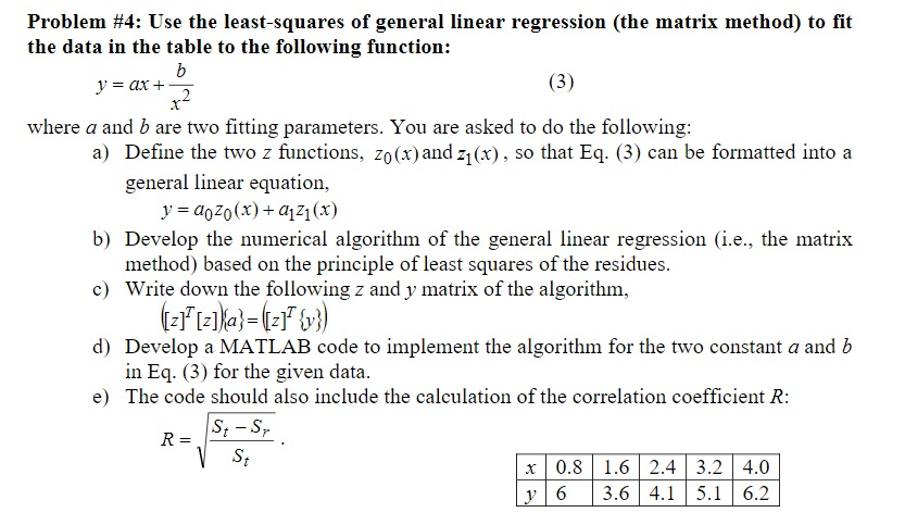 Solved Problem 4 Use The Least Squares Of General Linear 0097