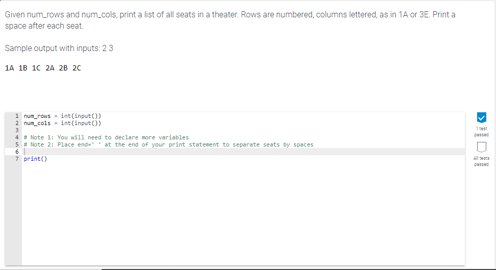 Solved Given Num rows And Num cols Print A List Of All Chegg