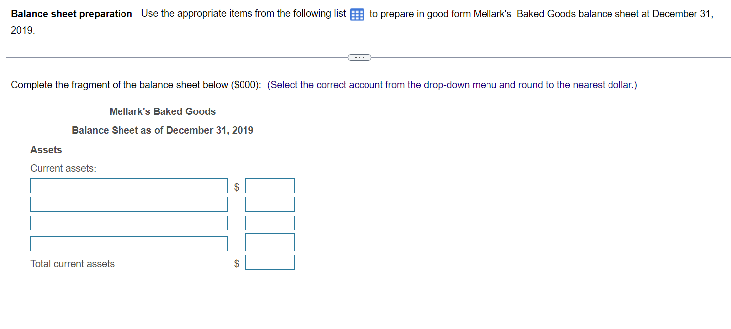 Solved Balance Sheet Preparation Use The Appropriate Items | Chegg.com