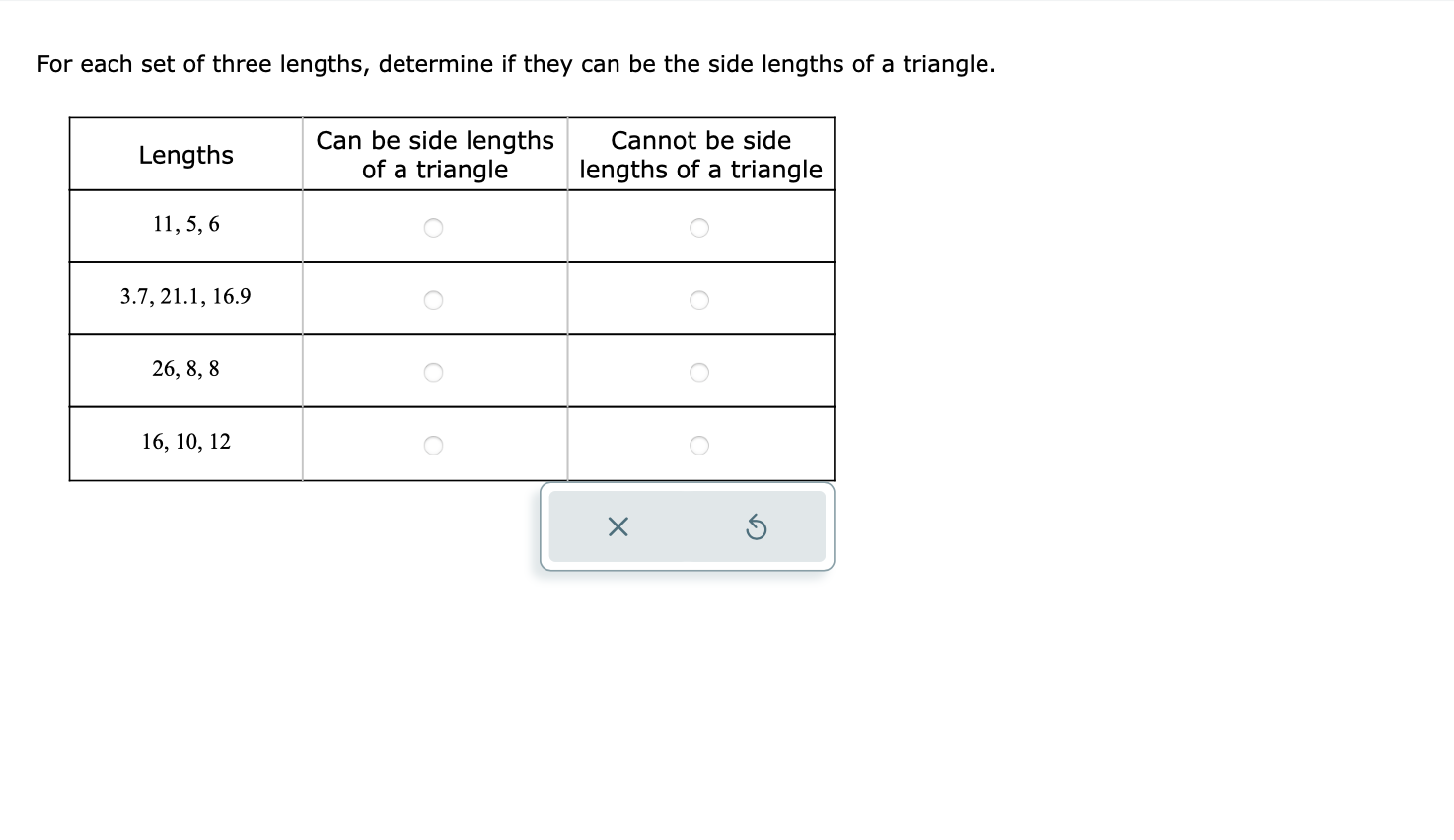 solved-for-each-set-of-three-lengths-determine-if-they-can-chegg