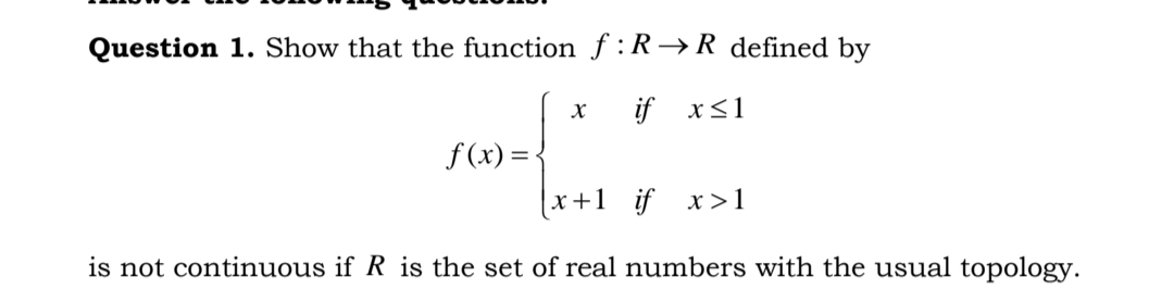 Solved Question 1. Show that the function f: RR defined by | Chegg.com