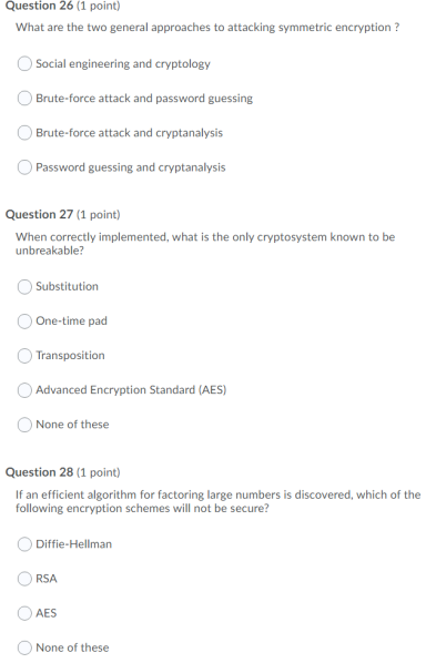 Solved Question 26 (1 point) What are the two general | Chegg.com