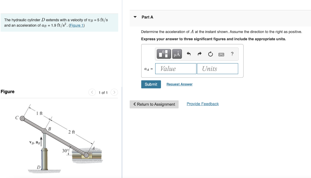 Solved The hydraulic cylinder D extends with a velocity of | Chegg.com