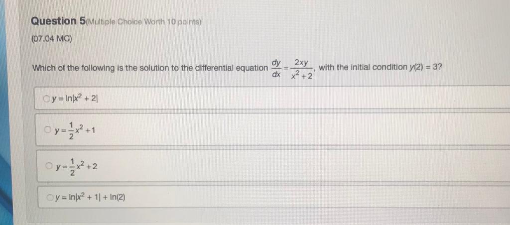 Solved Which of the following is the solution to the Chegg