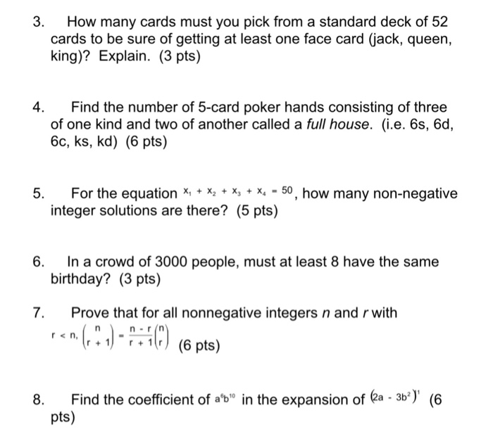 Solved How many cards must you pick from a standard deck of | Chegg.com