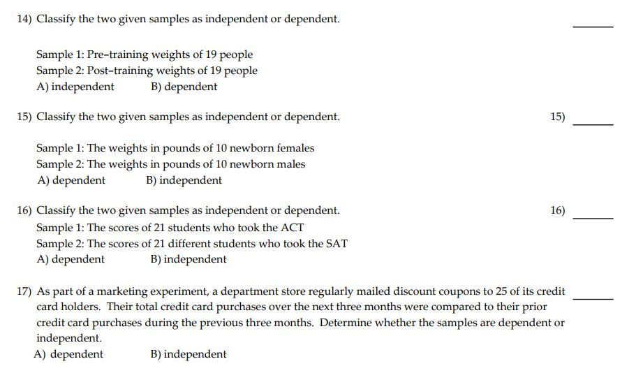 Solved 18) As part of a master's thesis project, a | Chegg.com