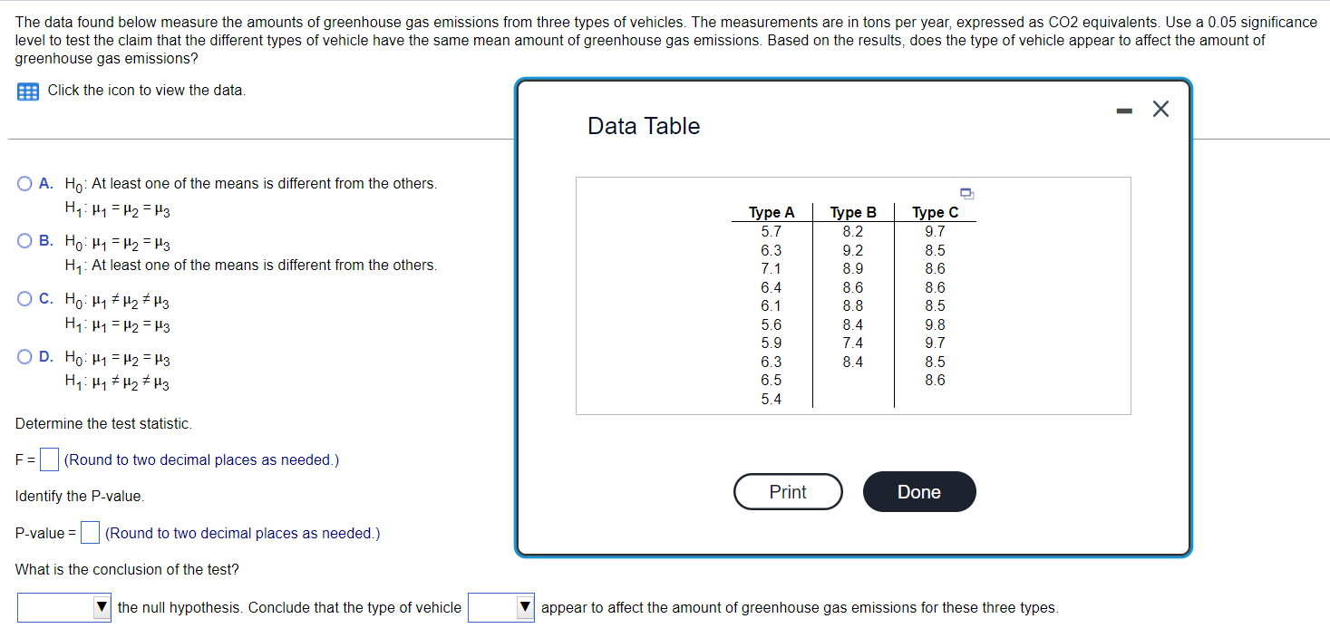 Solved The data found below measure the amounts of | Chegg.com