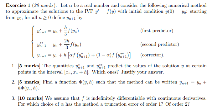 Solved Exercise 1 (20 marks). Let a be a real number and | Chegg.com