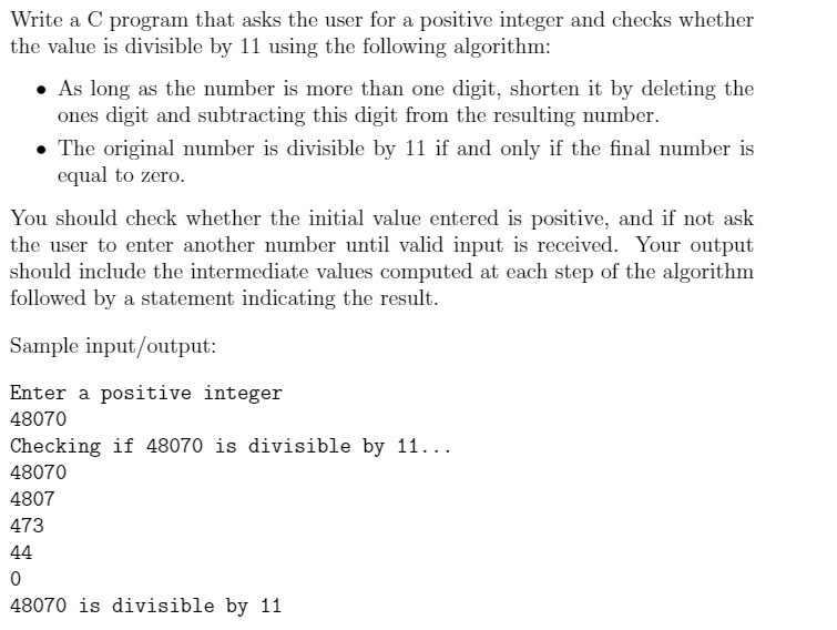 Solved Write a C program that asks the user for a positive | Chegg.com