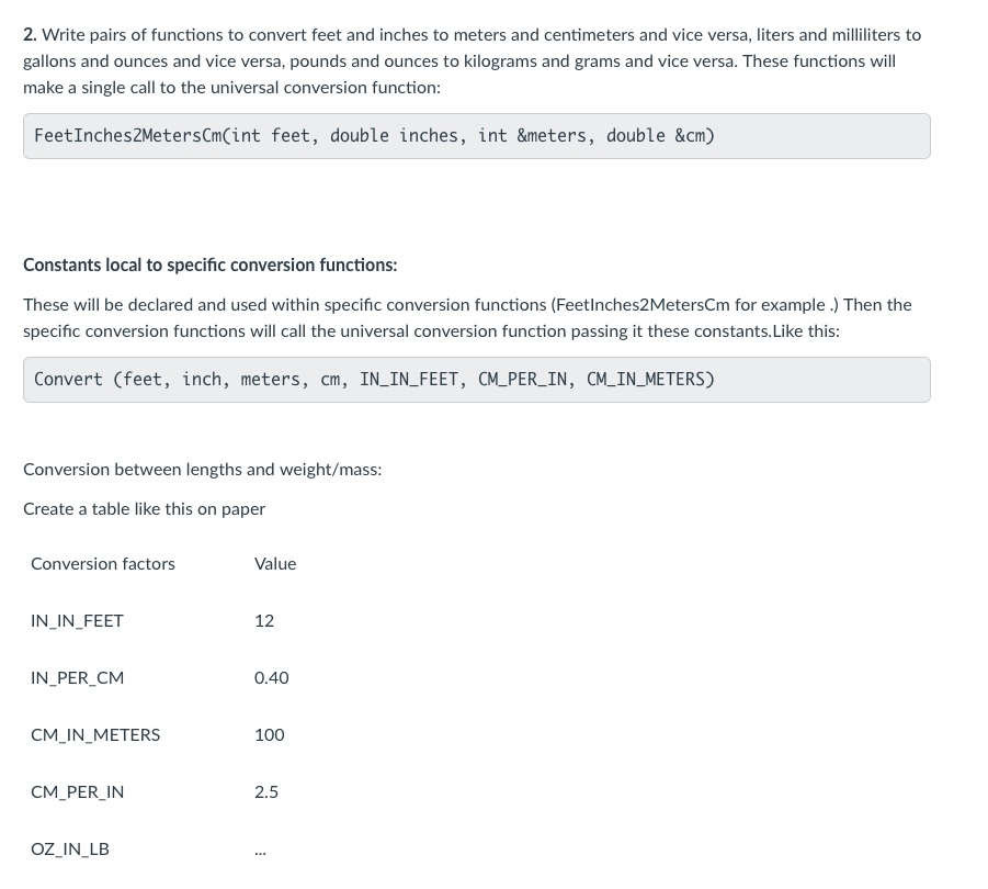 Solved Unit Conversion. Project Description: Rather than | Chegg.com