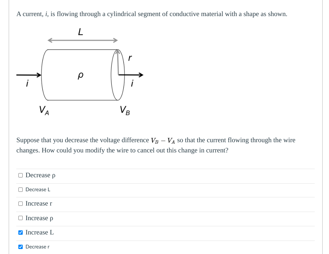 Solved A current, i, is flowing through a cylindrical | Chegg.com
