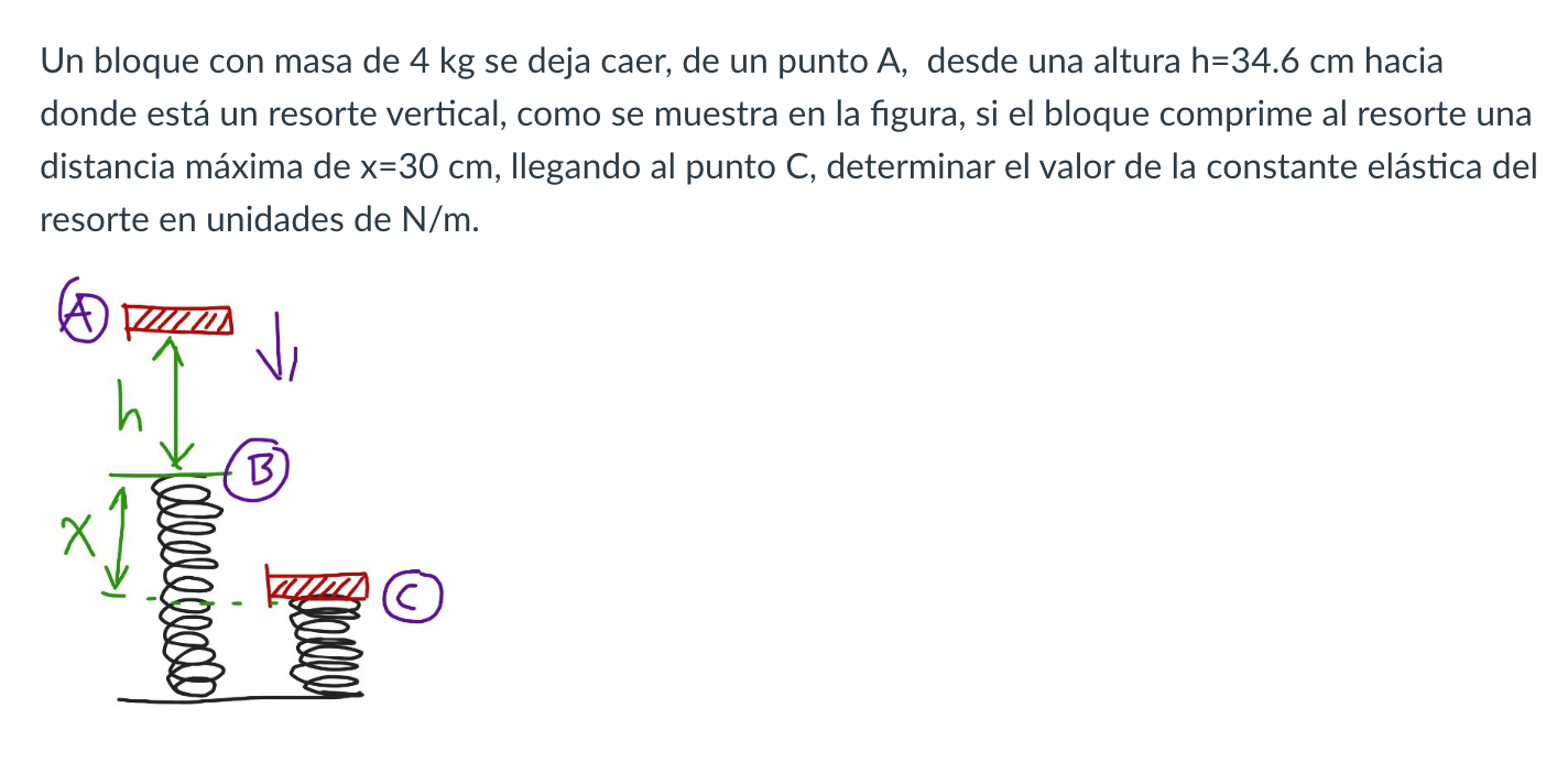 Solved Un Bloque Con Masa De 4 Kg Se Deja Caer, De Un Punto | Chegg.com