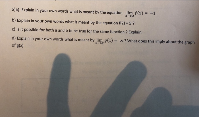 Solved 6)a) Explain in your own words what is meant by the | Chegg.com