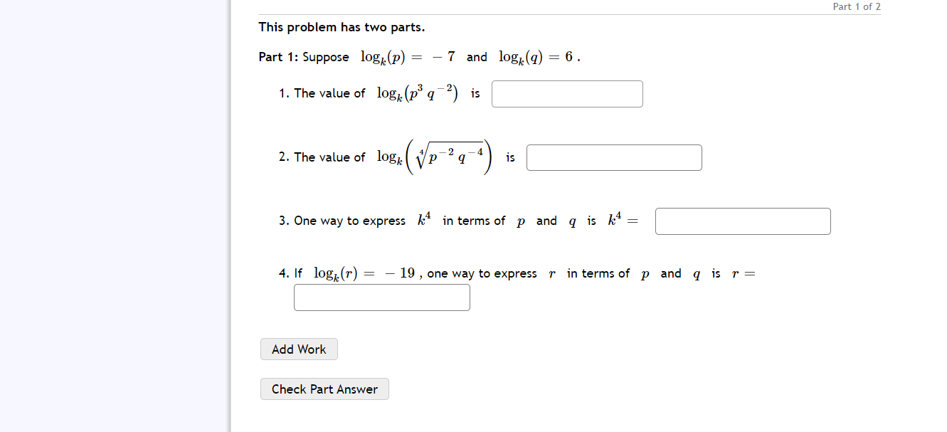 Solved Part 1 of 2 This problem has two parts. Part 1: | Chegg.com