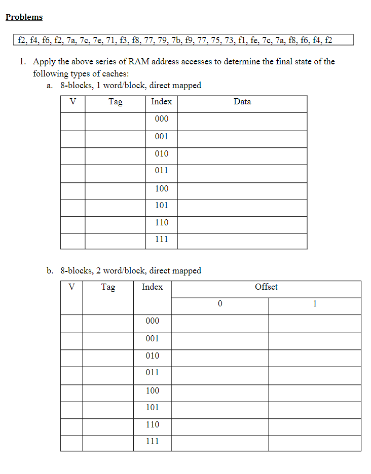 Problems f2, f4, fo, f2, 73, 7c, 7e, 71, f3, f8, 77, | Chegg.com