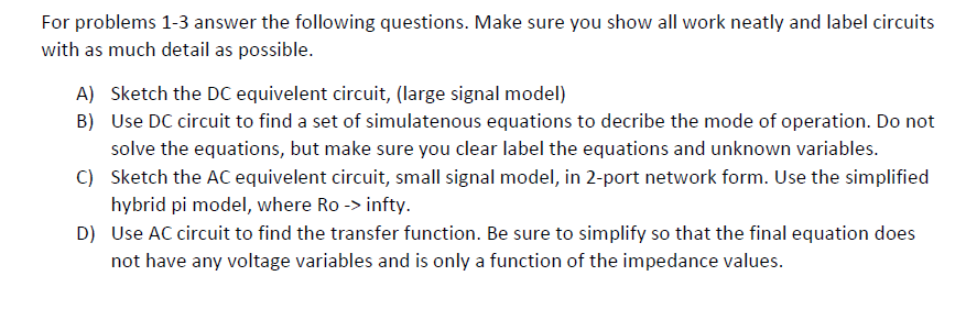 Solved For problems 1-3 answer the following questions. Make | Chegg.com