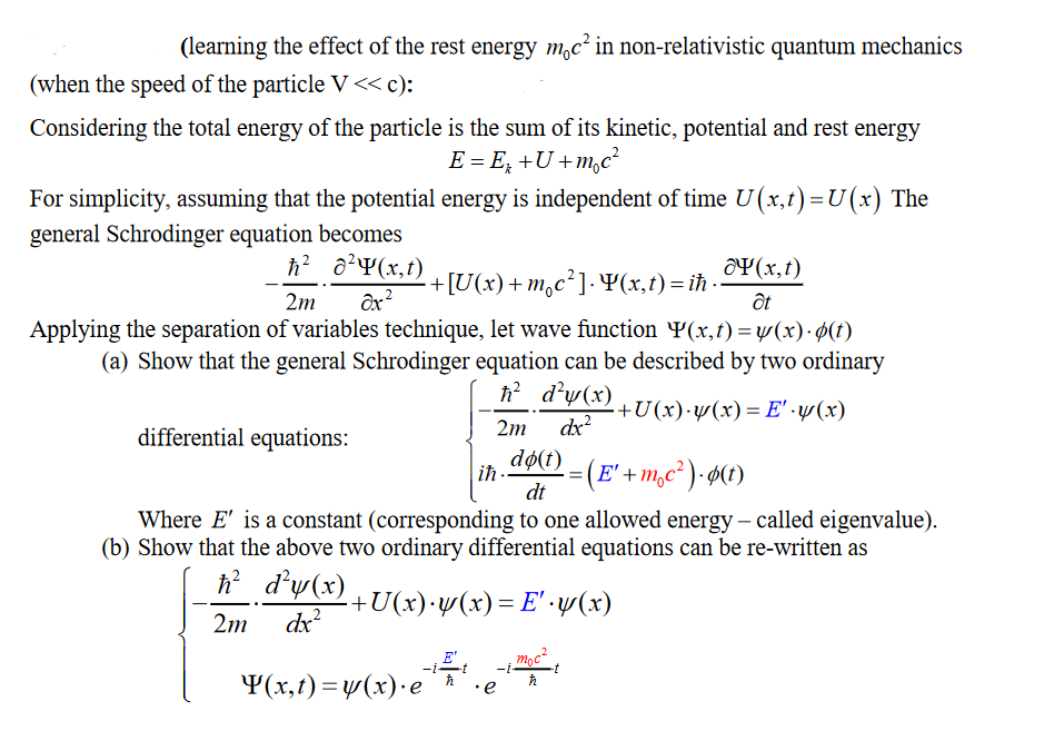 Solved (learning the effect of the rest energy moc? in | Chegg.com