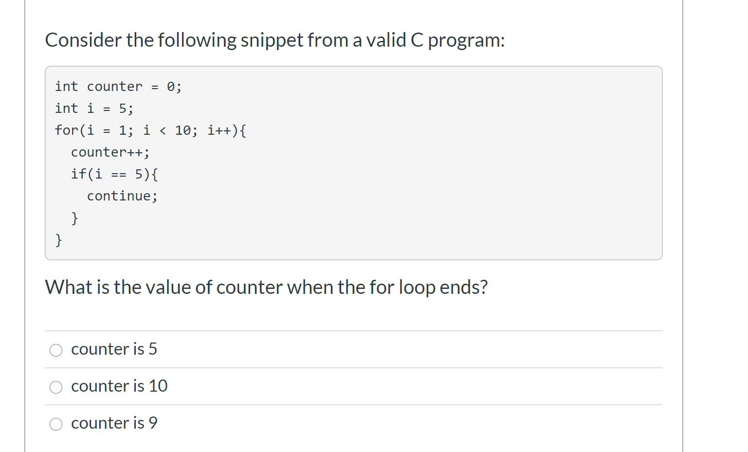 Solved Consider the following snippet from a valid C | Chegg.com
