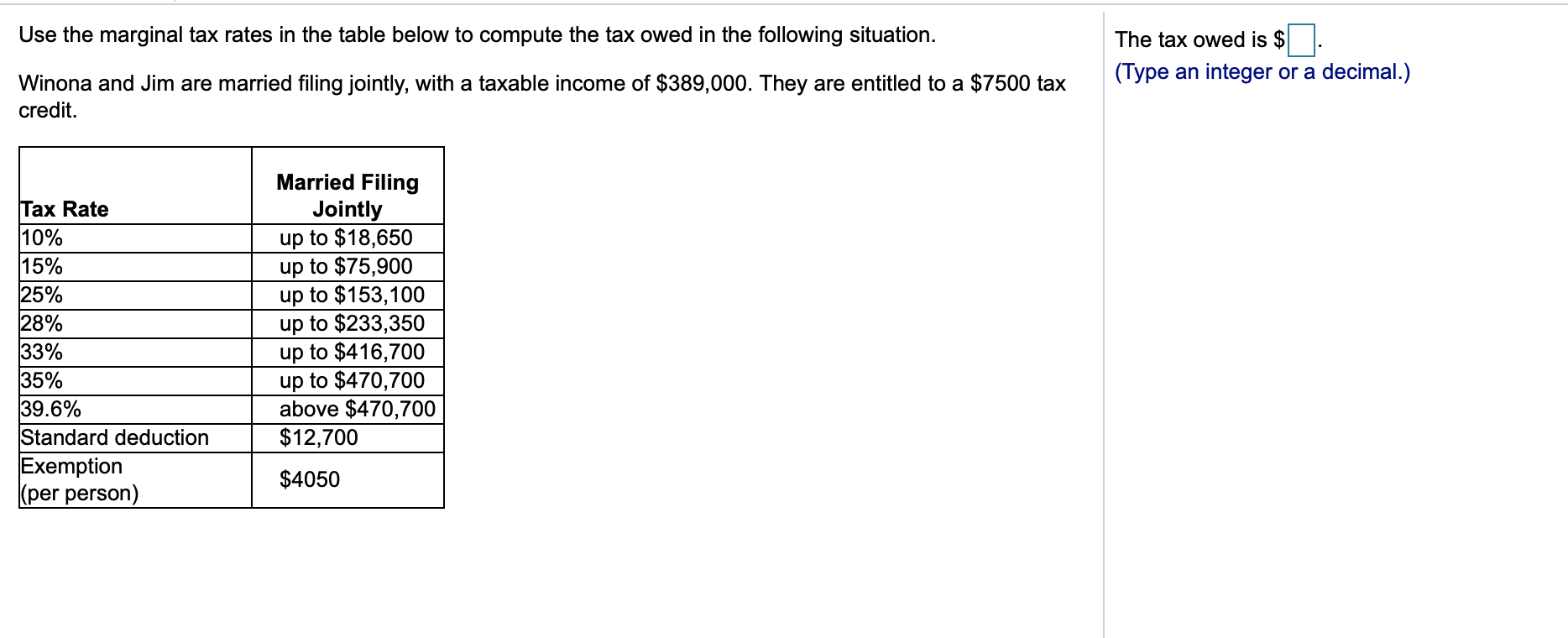 Solved Use the marginal tax rates in the table below to | Chegg.com