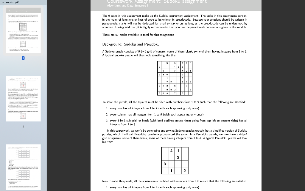 coursework assignment sudoku assignment