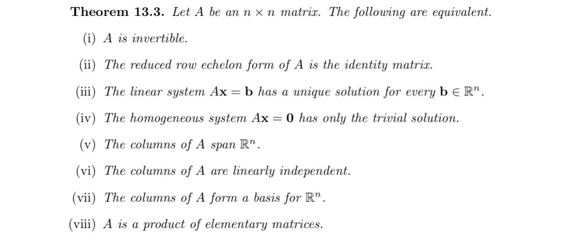 Solved Theorem 13.3. Let A be an n n matrix. The following Chegg