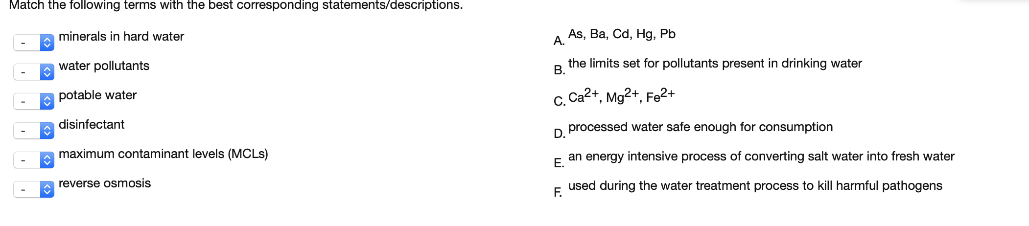 Solved Match the following terms with the best corresponding | Chegg.com