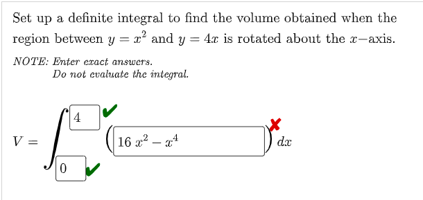 Solved Set up a definite integral to find the volume | Chegg.com