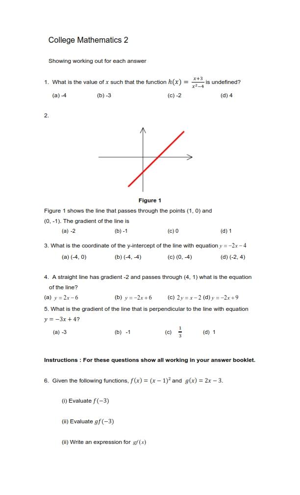 Solved College Mathematics 2 Showing working out for each | Chegg.com