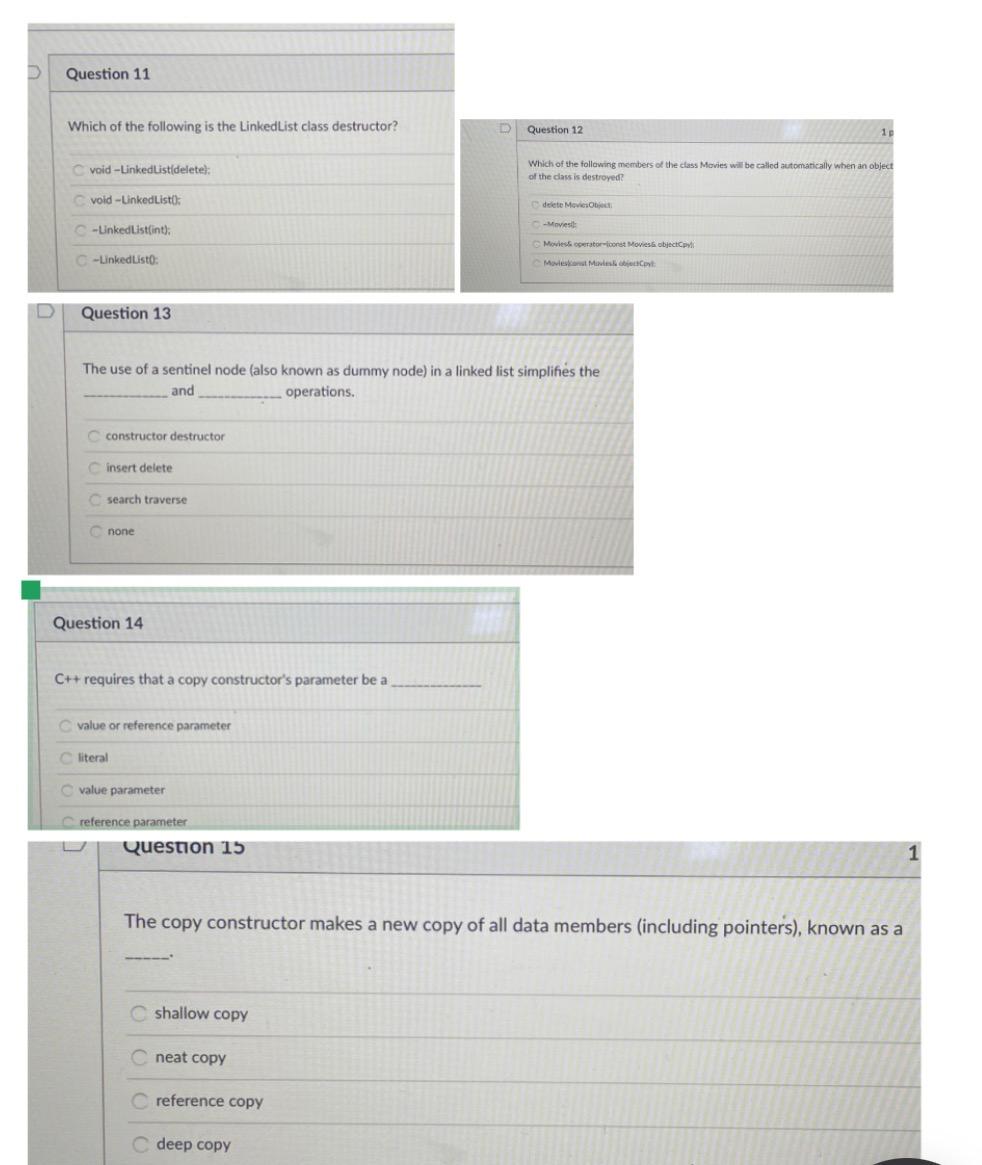 D Question 11 Which of the following is the | Chegg.com