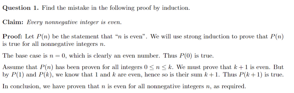 Solved Question 1. Find The Mistake In The Following Proof | Chegg.com