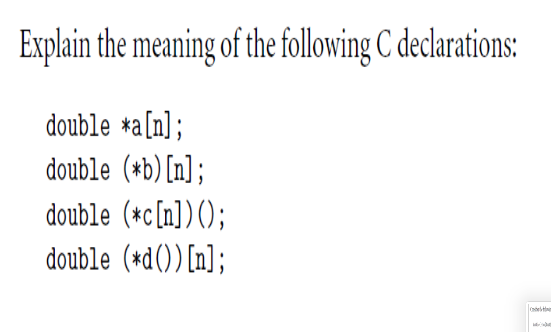 Solved Explain the meaning of the following C