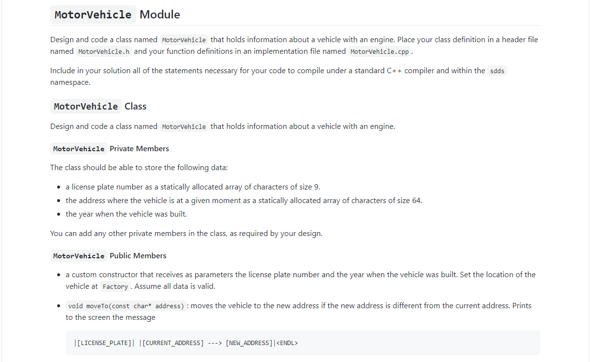 Solved Motor Vehicle Module Design and code a class named | Chegg.com