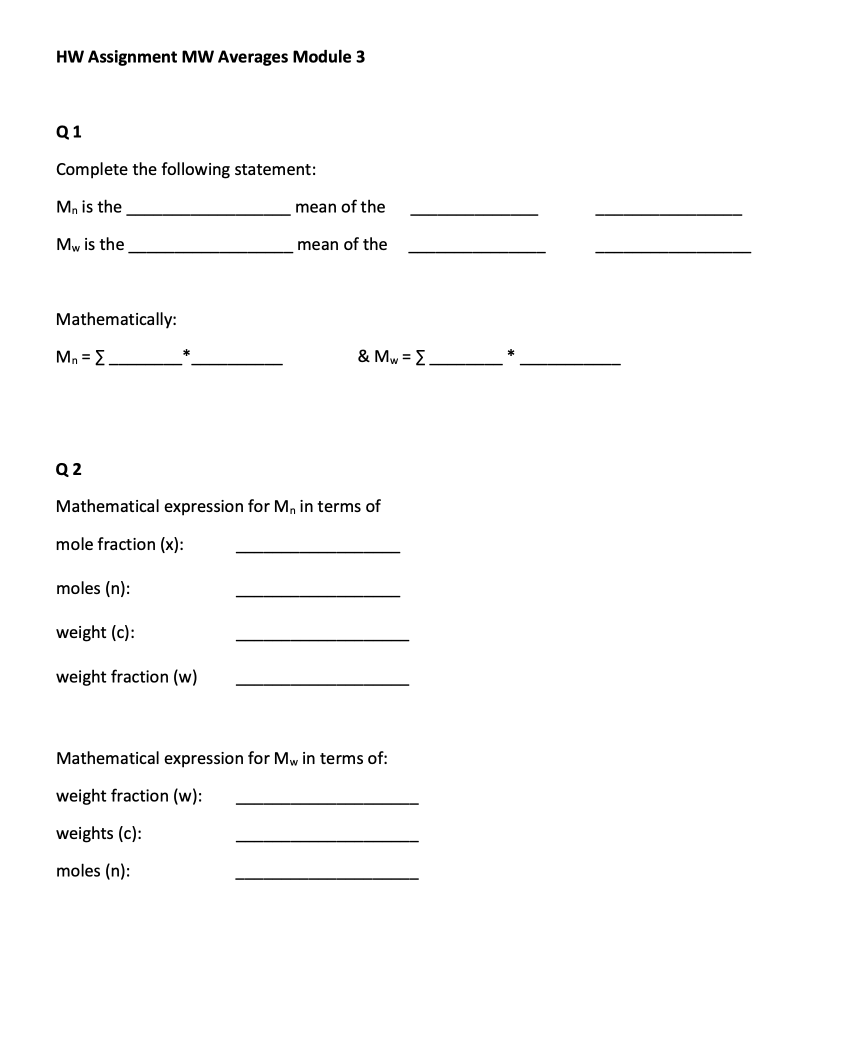 Solved HW Assignment MW Averages Module 3 Q1 Complete the | Chegg.com