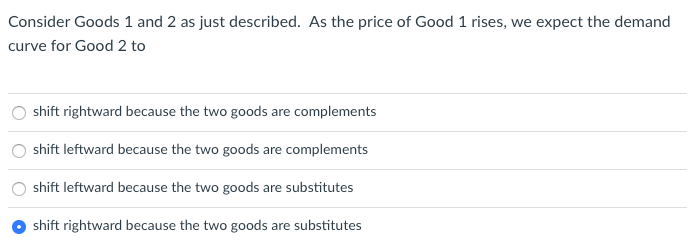 Solved When the price of Good 1 changed from $5 per unit to | Chegg.com