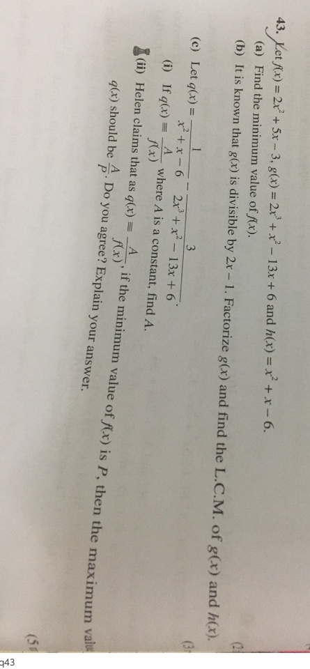 Solved 43 Let F X 2x 5x 3 G X 2x X 13x Chegg Com