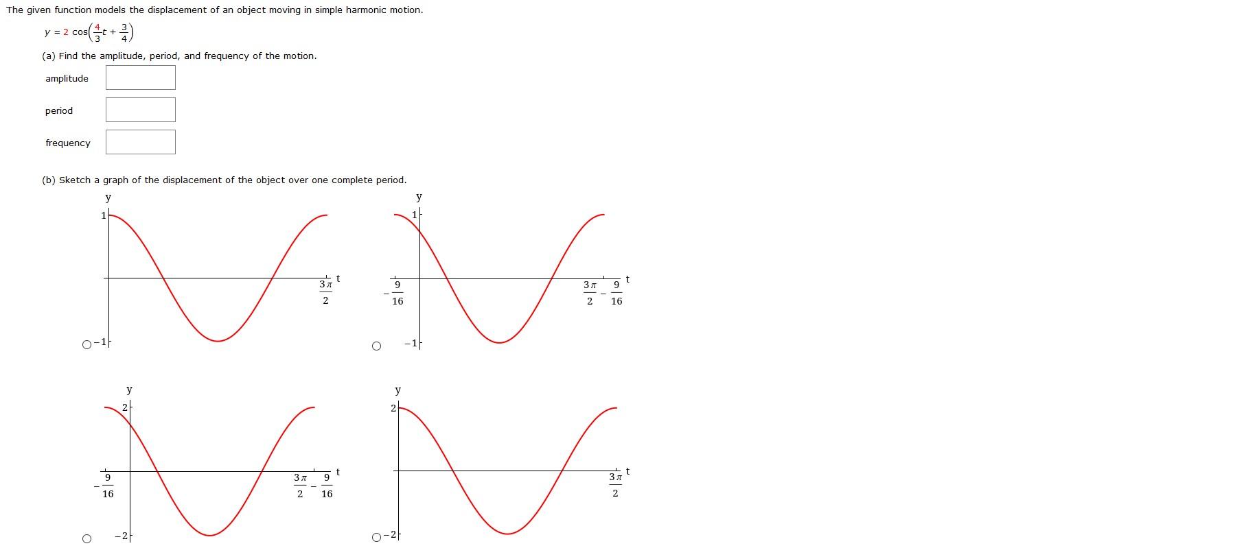 Solved The given function models the displacement of an | Chegg.com