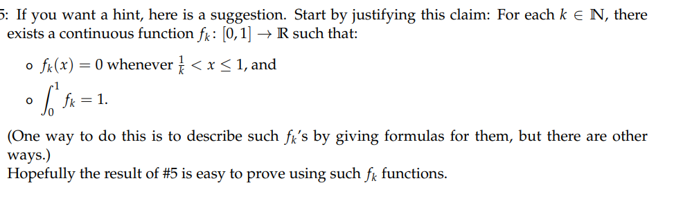 Solved 5 Give an example of a sequence of continuous | Chegg.com