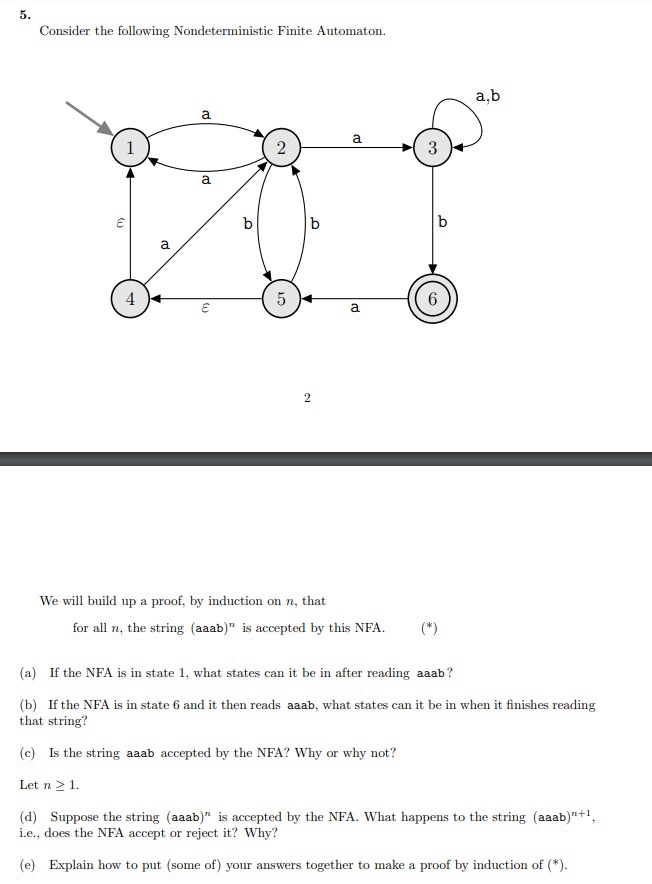 Solved 5. Consider The Following Nondeterministic Finite | Chegg.com