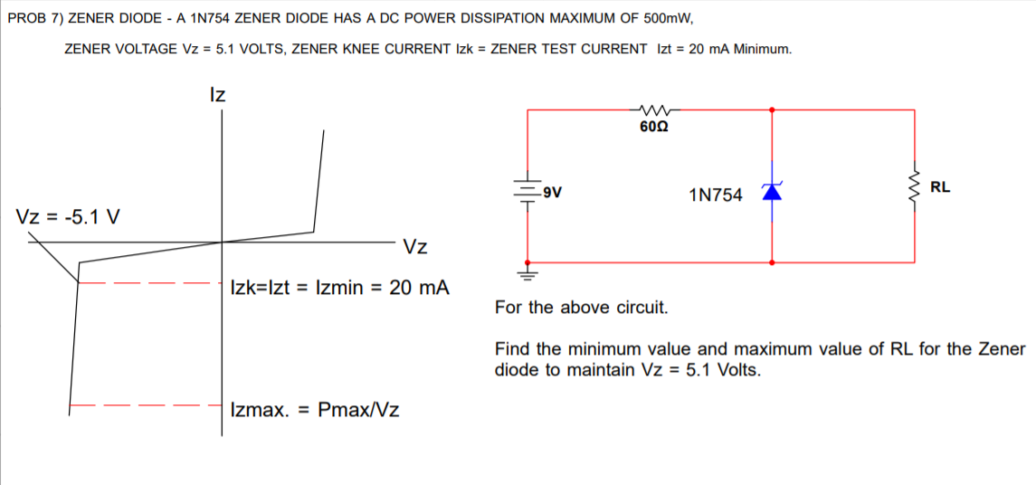 Solved PROB 7) ZENER DIODE A 1N754 ZENER DIODE HAS A DC