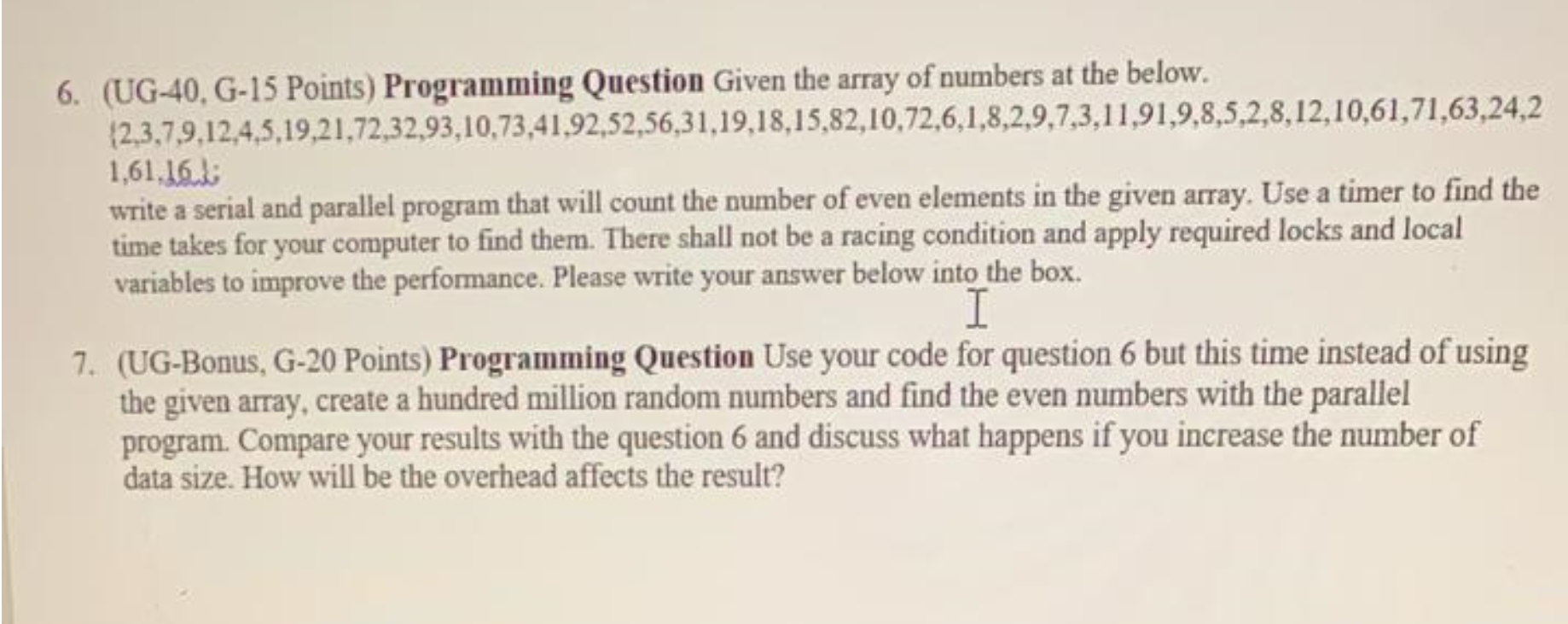 Solved 6. (UG-40, G-15 Points) Programming Question Given | Chegg.com