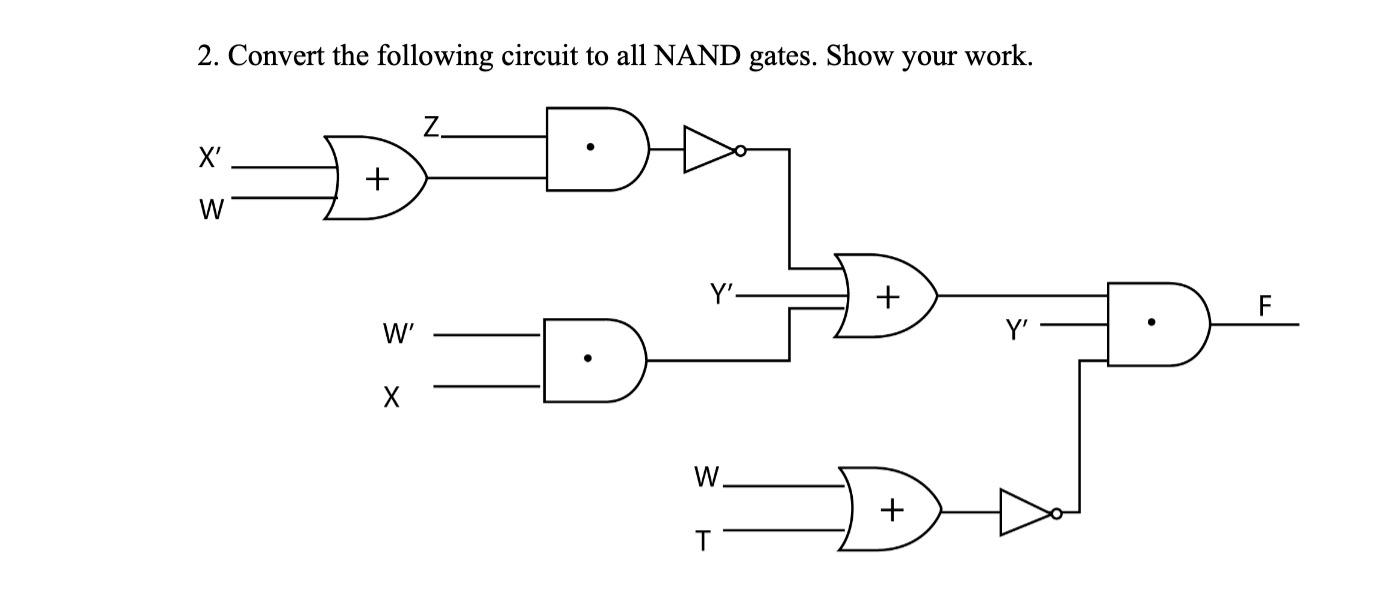 Solved 2. Convert the following circuit to all NAND gates. | Chegg.com