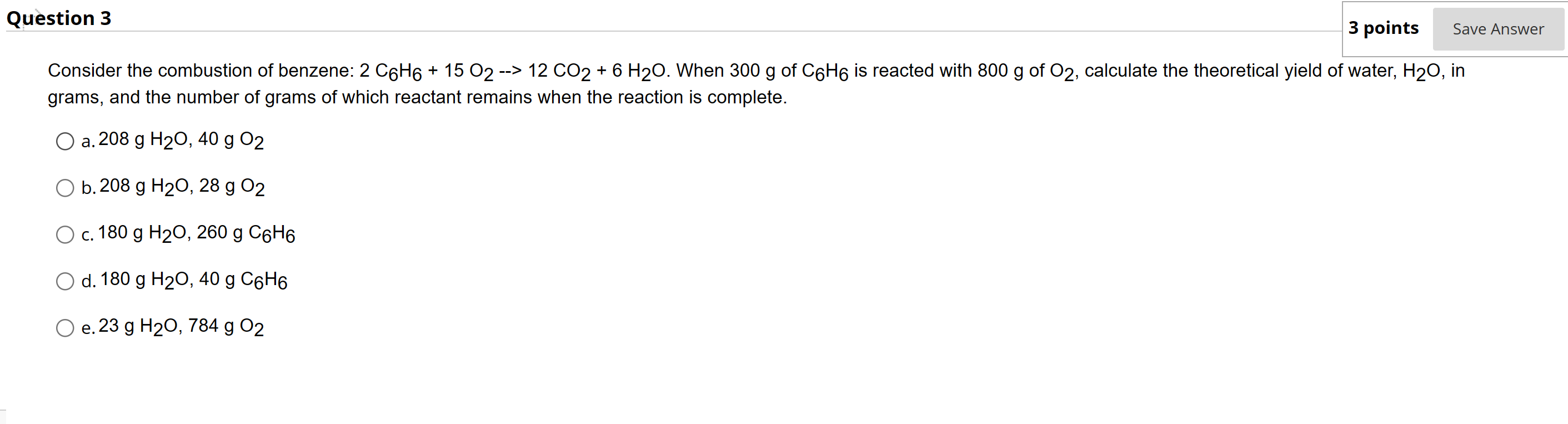 Consider the combustion of benzene: | Chegg.com