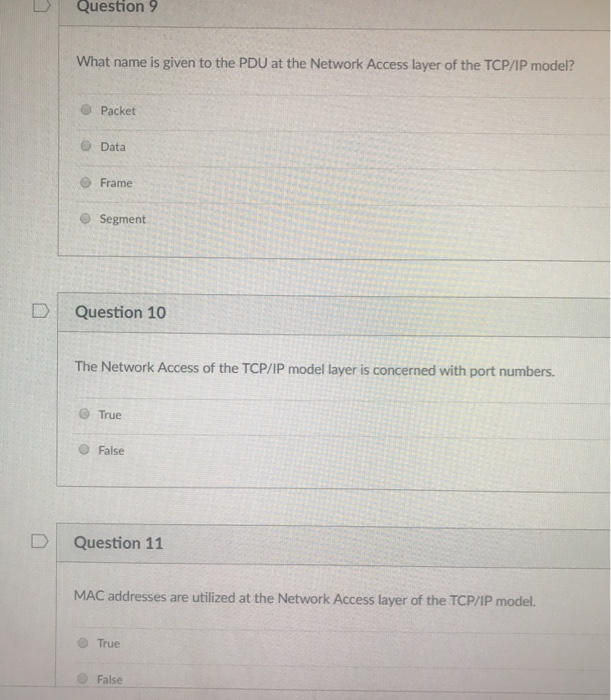 Solved Question 9 What name is given to the PDU at the | Chegg.com
