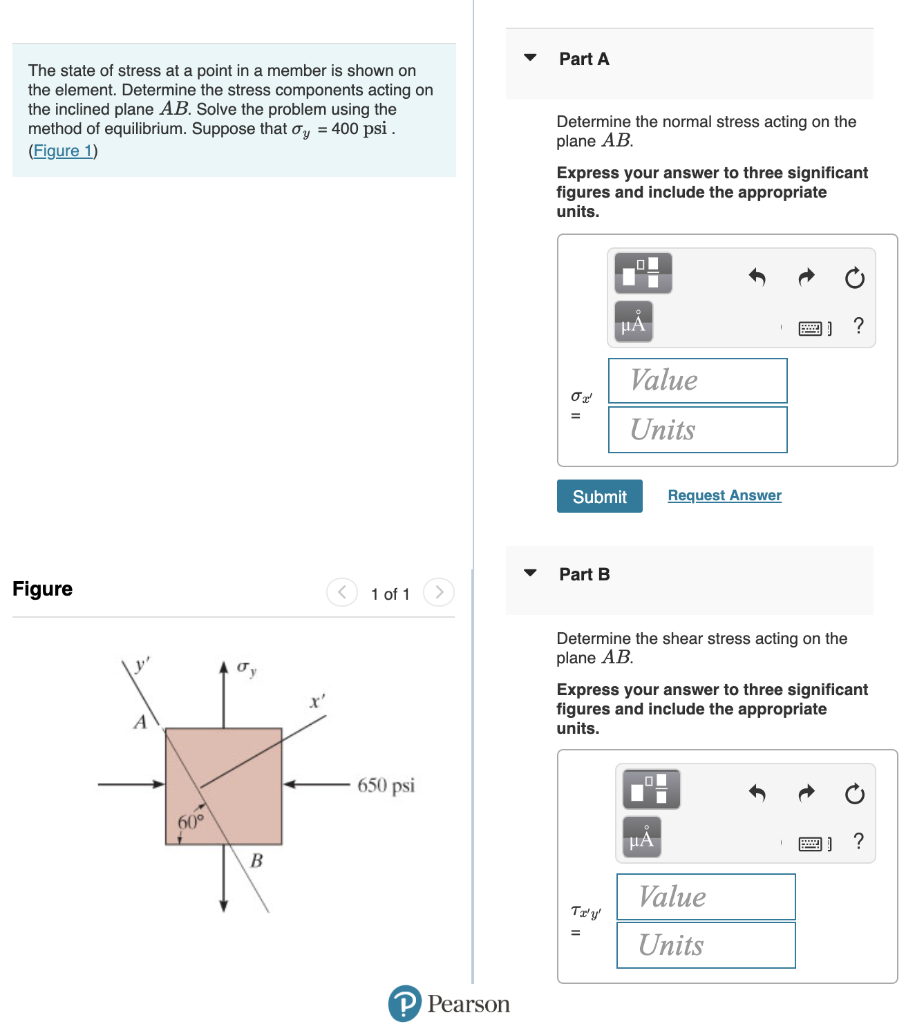 Solved Part A The State Of Stress At A Point In A Member Is | Chegg.com