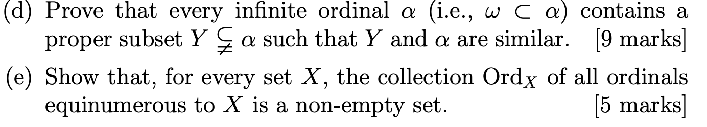 Solved (d) Prove that every infinite ordinal a (i.e., w ca) | Chegg.com