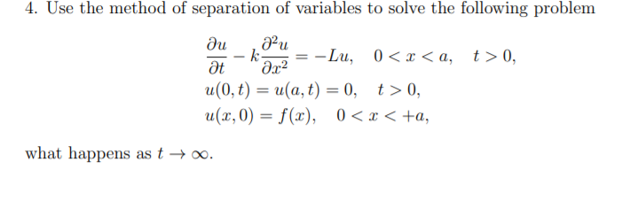 Solved 4. Use the method of separation of variables to solve | Chegg.com