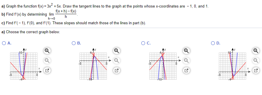 Solved a) Graph the function f(x) = 3x2 + 5x. Draw the | Chegg.com